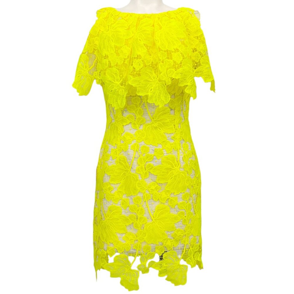 Maticevski Yellow Iridescent Lace Azalea Dress